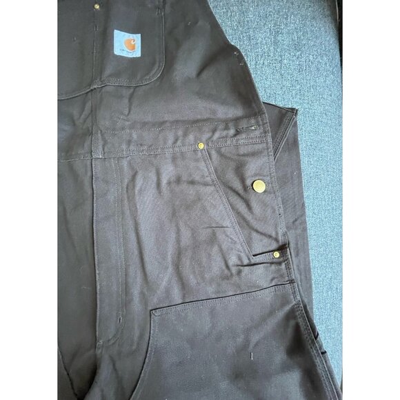 Carhartt Double Knee Bib Overall Mens 38x36 Dark Brown Canvas 102776 R01-M NEW - Picture 5 of 6